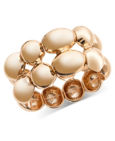 I.N.C. International Concepts Gold-Tone Sculptural Bead Double Row Flex Bracelet, Exclusively at Macy's