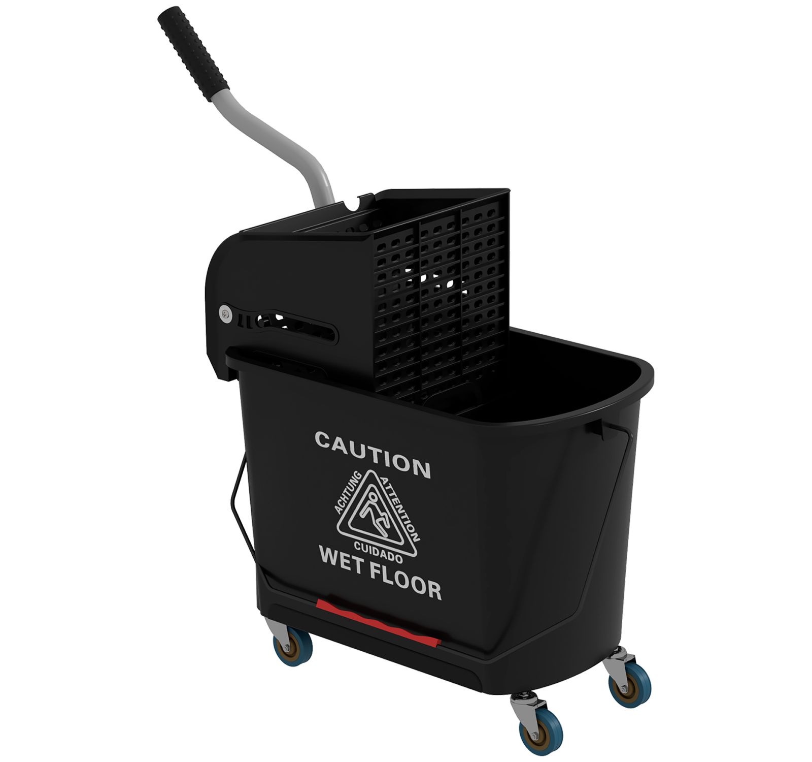 Mop Bucket with Wringer on Wheels for Floor Cleaning, 21 Quart, Separate Dirty and Clean Water, Black
