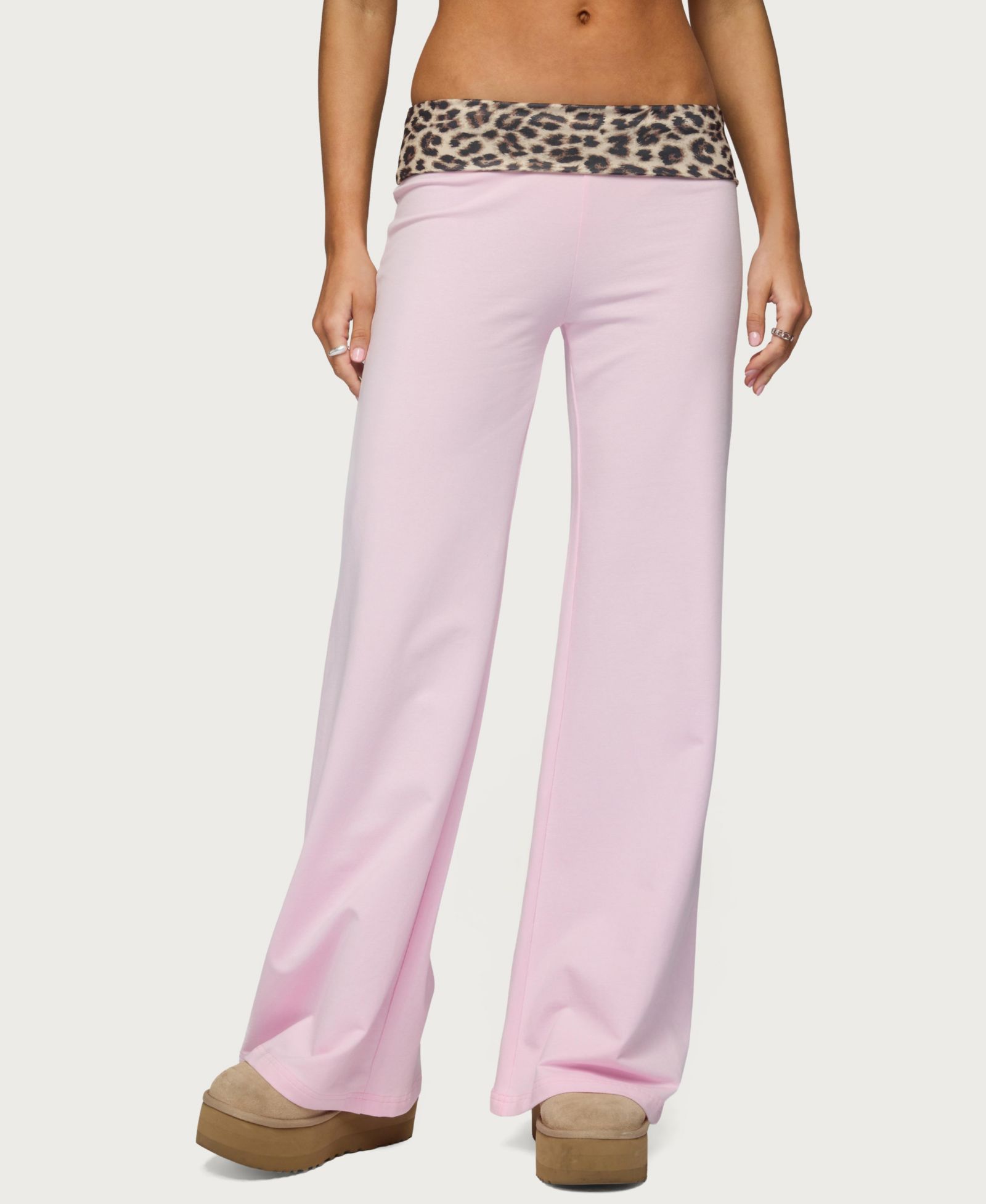 Edikted Women's Leopard Foldover Pants