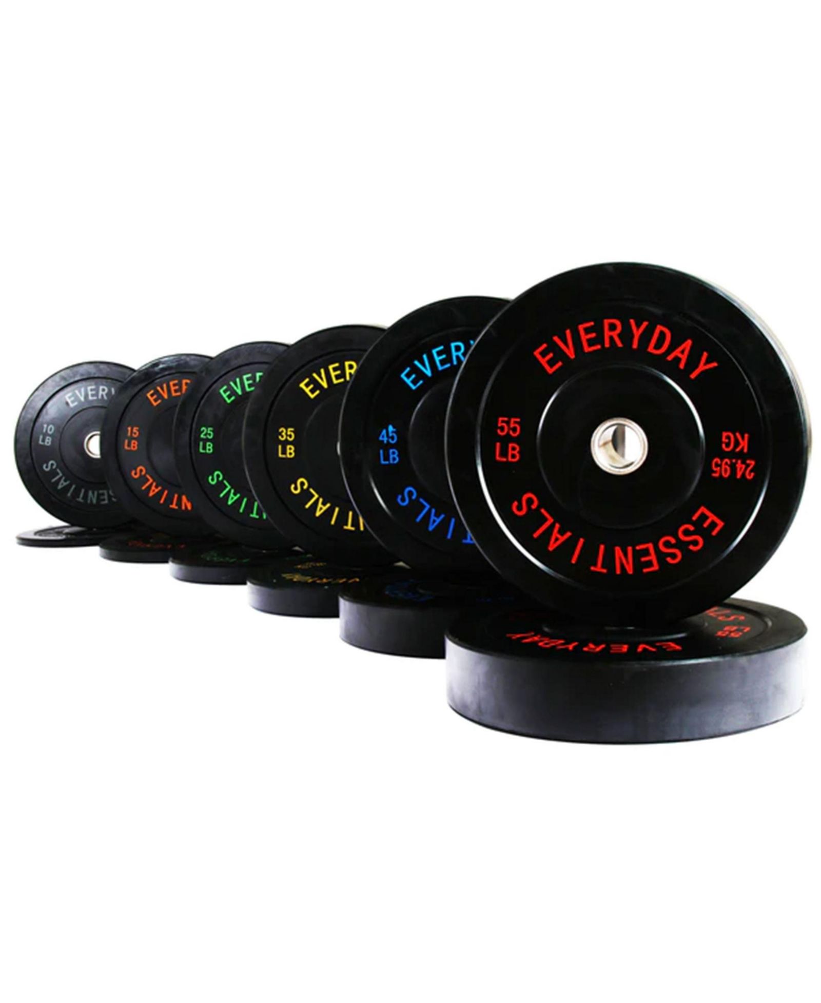 BalanceFrom Fitness 370 Pound Olympic Bumper Strength Training Weight Plate Set