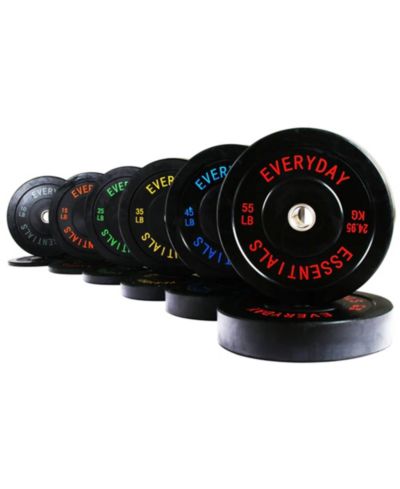 BalanceFrom Fitness 370 Pound Olympic Bumper Strength Training Weight Plate Set