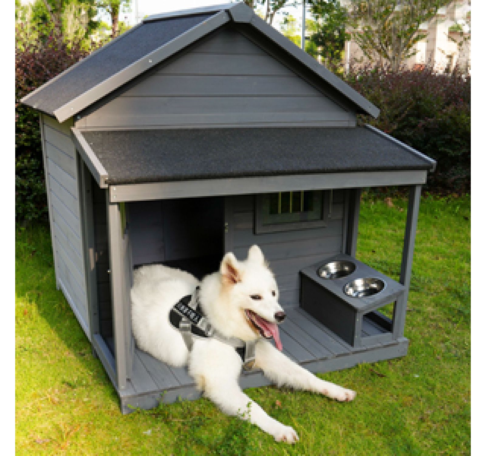 Streamdale Furniture Streamdale Large Solid Wood Dog House with Terrace (44"x44"x44