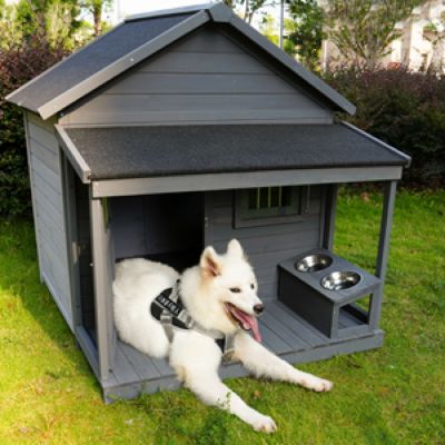 Streamdale Furniture Streamdale Large Solid Wood Dog House with Terrace (44"x44"x44