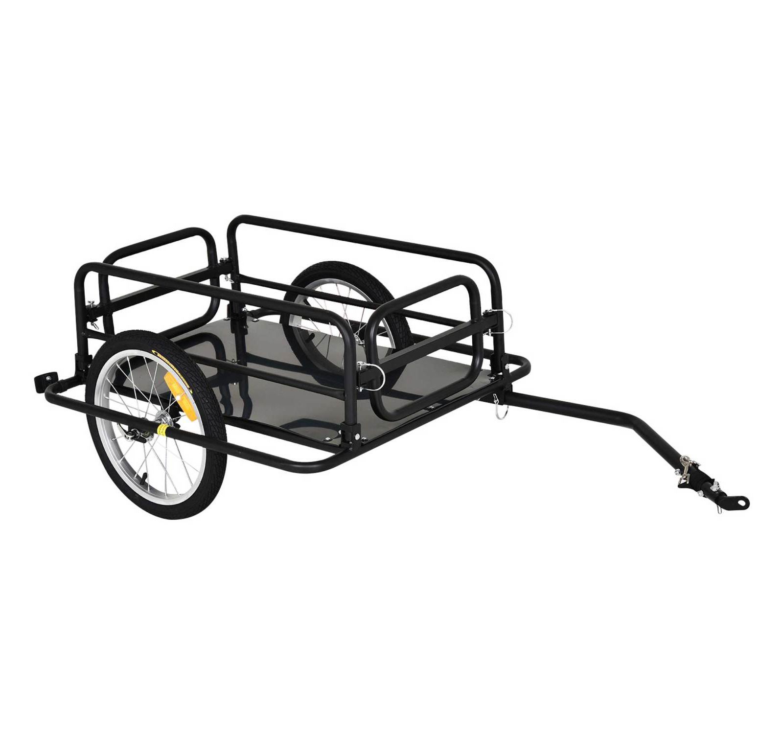 Bike Cargo Trailer for Hefty Loads, Foldable Compact Storage, Universal Hitch, Bike Wagon Bike Trailer Bicycle Cargo Trailer Bike Attachment with 16" Wheels, Heavy-Duty, Black