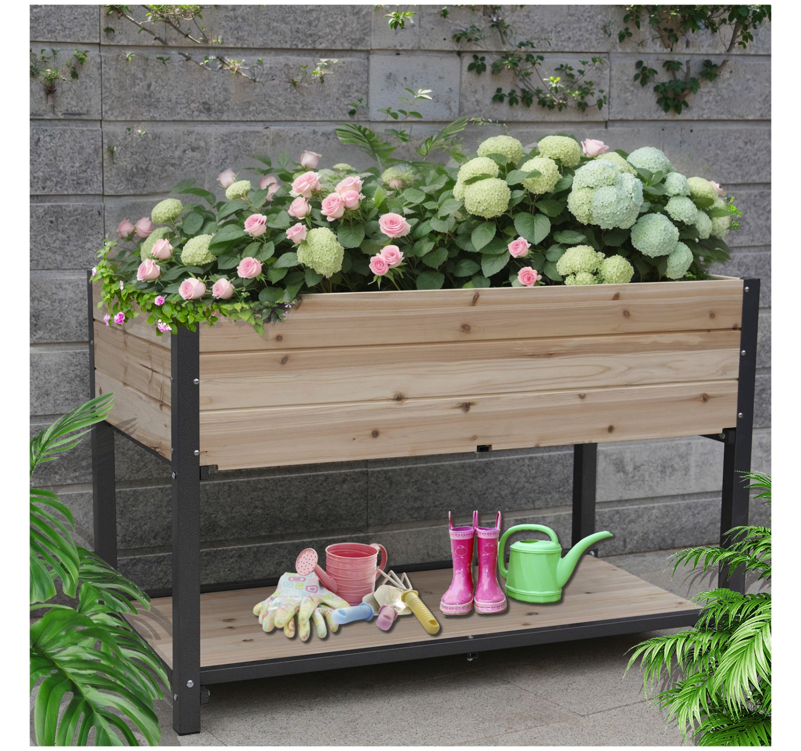 Приподнятые садовые грядки Streamdale Furniture 45" Iron-Wood с хранением