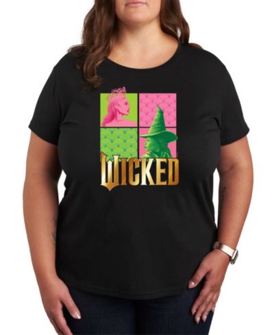 Hybrid Apparel Plus Size Wicked Elphaba Glinda Graphic Crew Neck T-Shirt
