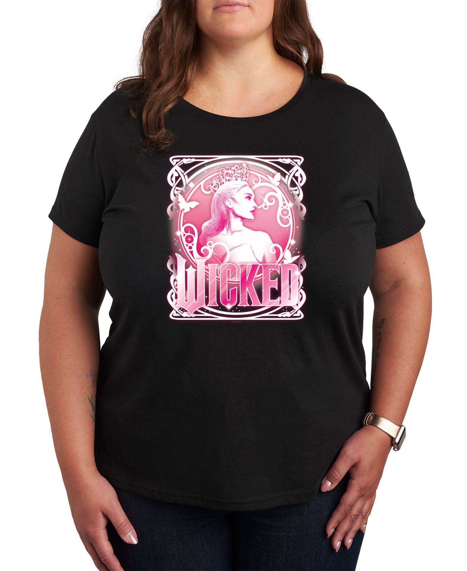 Hybrid Apparel Plus Size Wicked Glinda Graphic Crew Neck T-Shirt