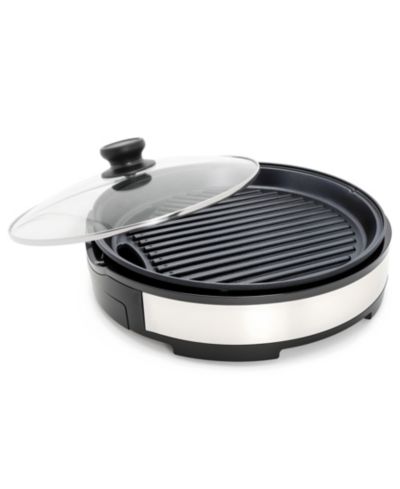 Elite Cuisine Электрический гриль Elite Cuisine 12-Inch Stainless Steel Deluxe Indoor с крышкой из закаленного стекла
