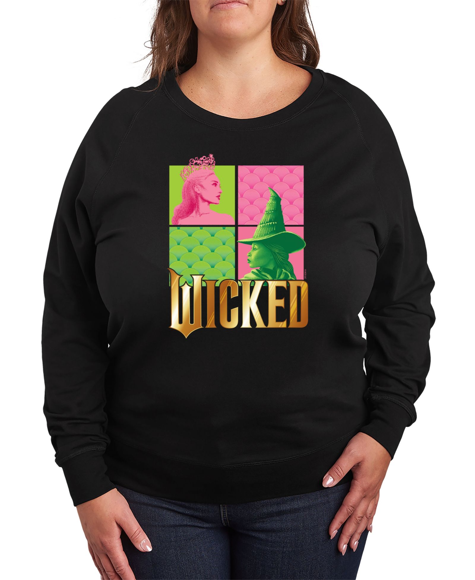 Hybrid Apparel Женский графический свитшот Plus Size Wicked Elphaba Glinda
