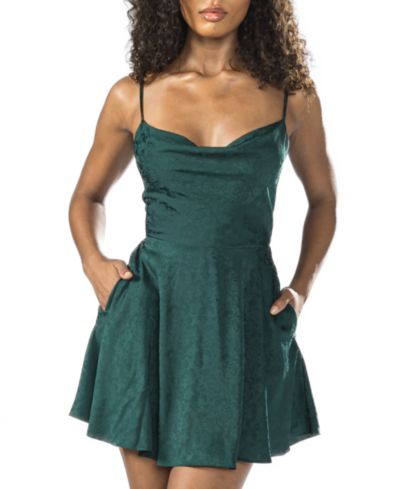 B Darlin Juniors' Satin Lace-Up Fit & Flare Dress