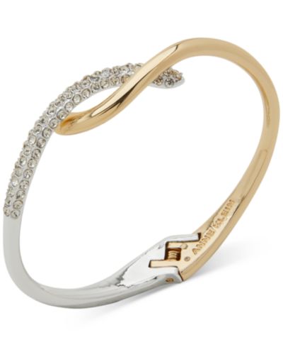 Браслет Anne Klein Two-Tone Crystal Pavé Twist Crossover Bangle