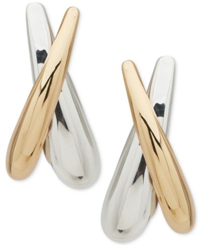 Серьги Anne Klein двухцветные полированные конусообразные акцентные