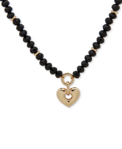 Подвеска Anne Klein Gold-Tone Imitation Pearl & Pavé Heart, 16" + 3" extender