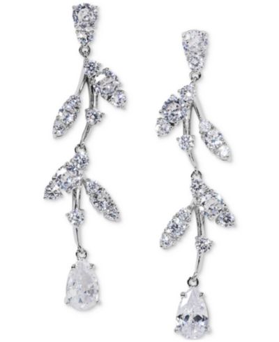 Eliot Danori Silver-Tone Cubic Zirconia Vine Linear Drop Earrings, Exclusively at Macy's