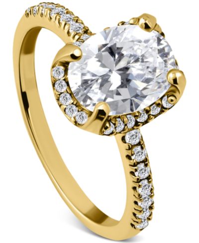 Giani Bernini Cubic Zirconia Oval Halo Ring in 18k Gold-Plated Sterling Silver, Exclusively at Macy's
