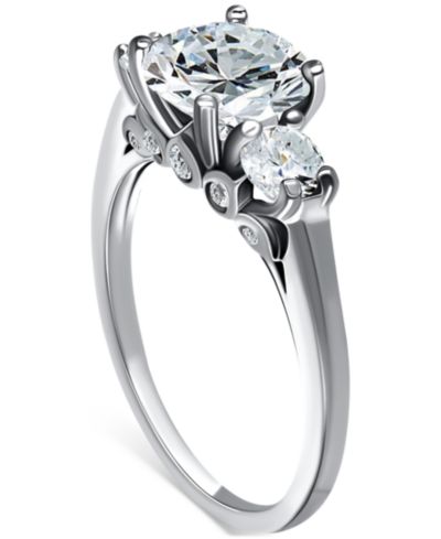Giani Bernini Cubic Zirconia Three Bridal Stone Ring in Sterling Silver, Exclusively at Macy's
