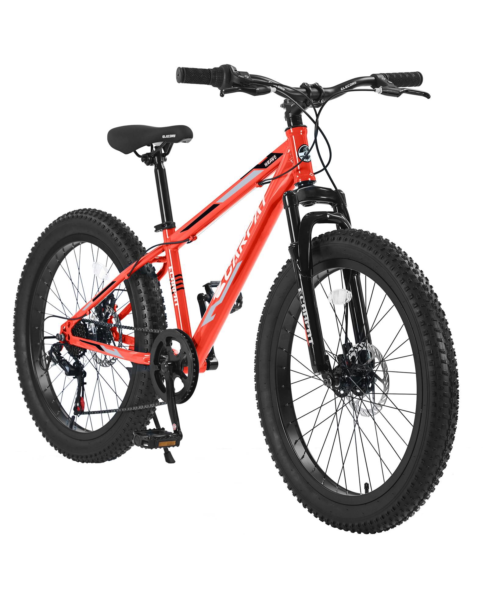 Горный велосипед Streamdale Furniture Elecony 24 Inch Fat Tire, Shimano 7 Speeds, двойной дисковый тормоз, стальная рама, передняя амортизация
