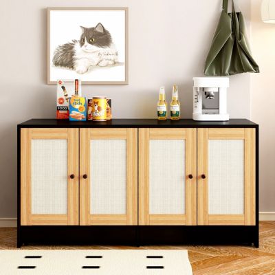 Streamdale Furniture Hidden Litter Box Furniture with Double Rattan Doors