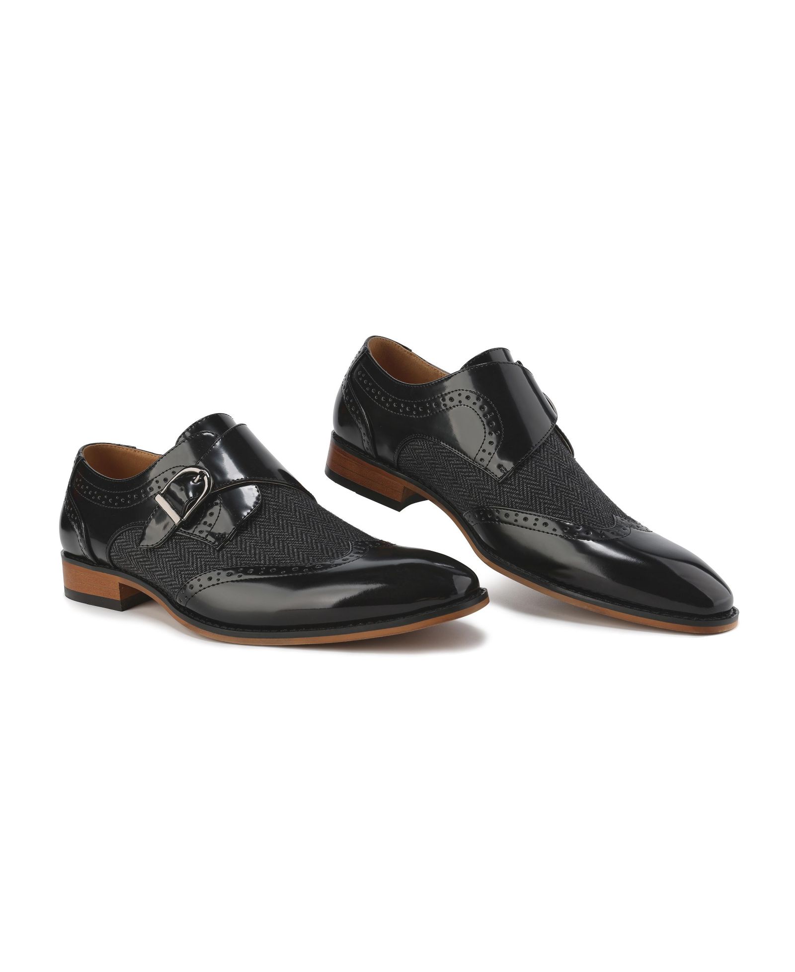 Мужские туфли Gino Vitale Monk Strap Herringbone Dress Slip-on Loafers