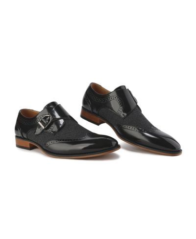 Мужские туфли Gino Vitale Monk Strap Herringbone Dress Slip-on Loafers