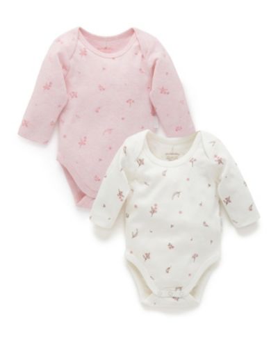 Боди Purebaby Baby Girls Easy Neck L/S 2 pack