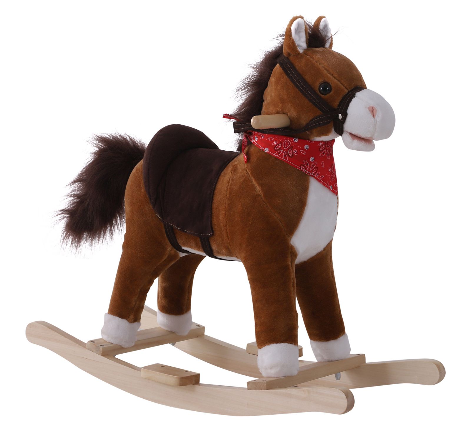 Streamdale Furniture Plush Rocking Horse with Simulated Galloping Sounds, Supports 88 Pounds, Ages 3+