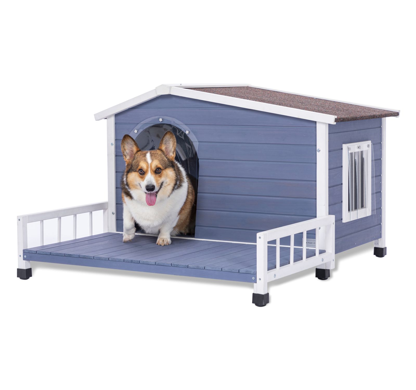 Streamdale Furniture большой деревянный дом для собак с террасой и водонепроницаемой крышей