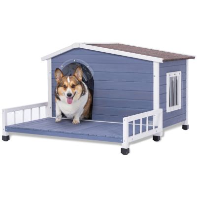 Streamdale Furniture большой деревянный дом для собак с террасой и водонепроницаемой крышей