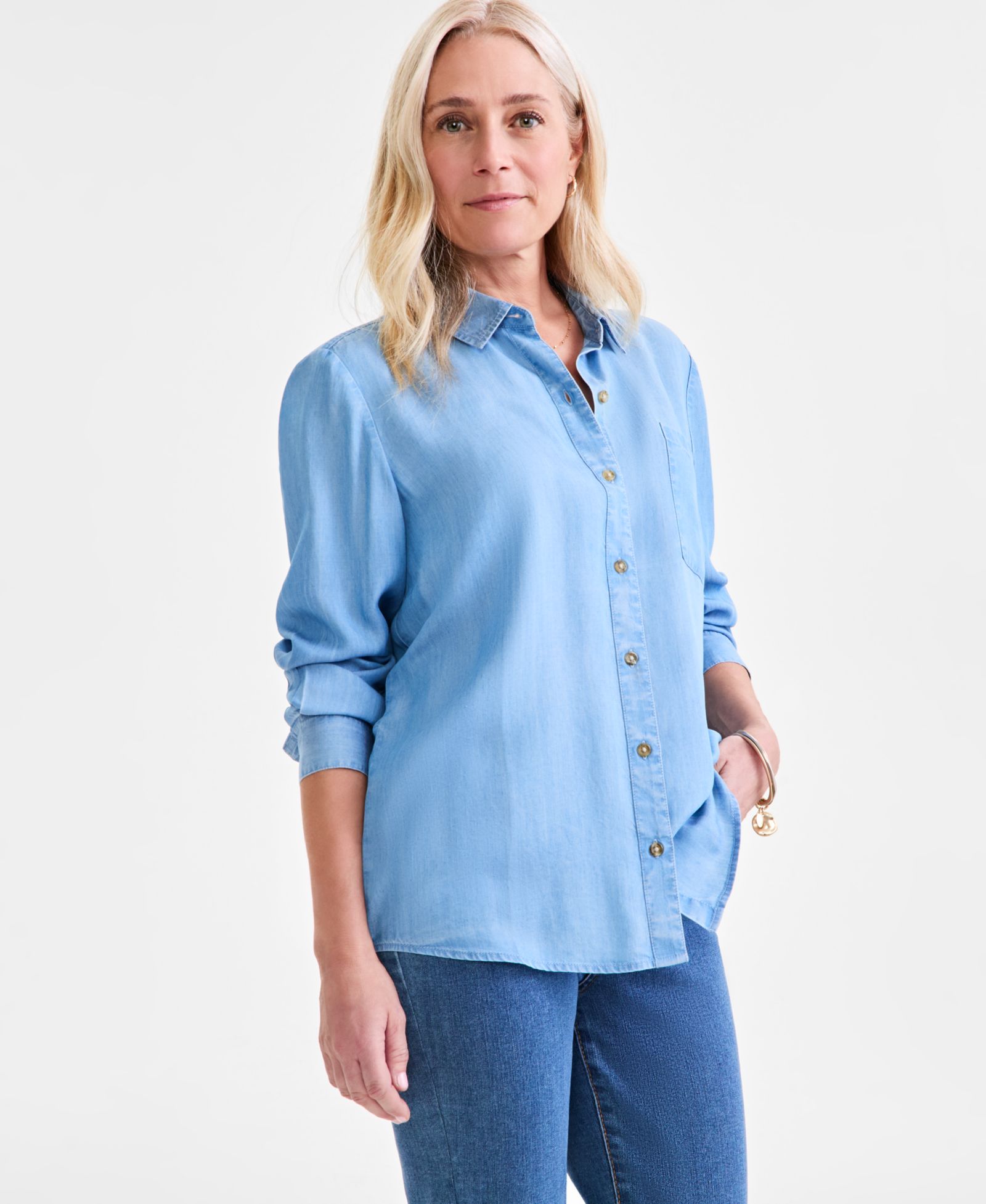 Женская рубашка Style & Co Chambray Perfect Button-Up