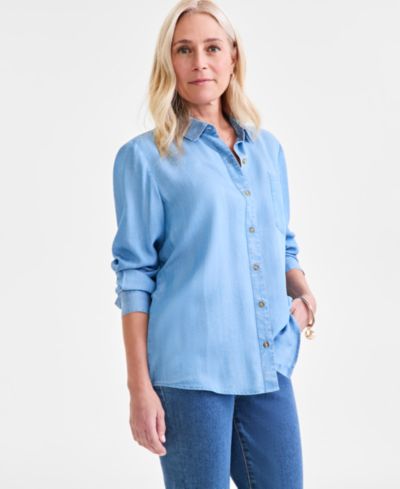 Женская рубашка Style & Co Chambray Perfect Button-Up