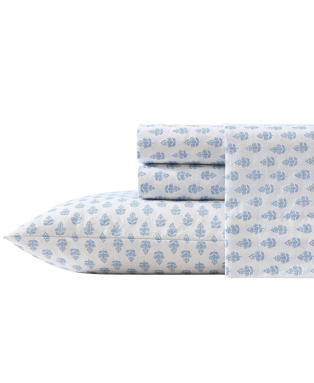 Laura Ashley 200-Thread Count Cotton Percale 3 -Pc. Sheet Set, Twin