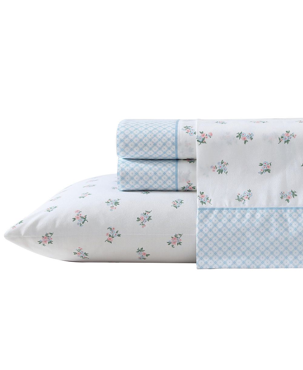 Laura Ashley Набор из 4 простыней из хлопка перкаль с принтом Harperette, Full