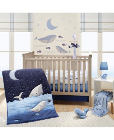 Lambs & Ivy комплект постельного белья для детской кроватки Bubbles & Squirt 3-piece Whale/Ocean Aquatic
