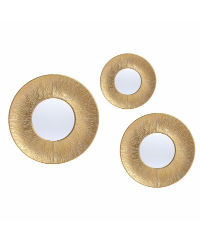Набор из 3 круглых настенных зеркал LuxenHome Gold Metal