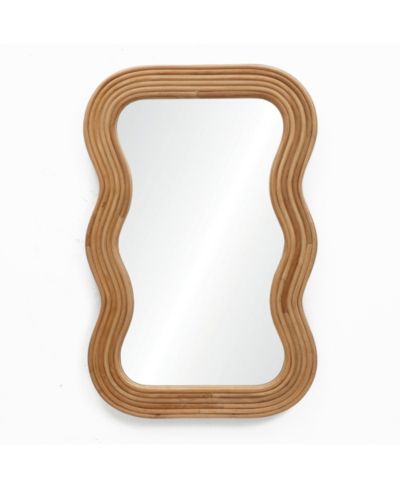 Настенное зеркало LuxenHome с волнообразной рамой из пробки, 39"