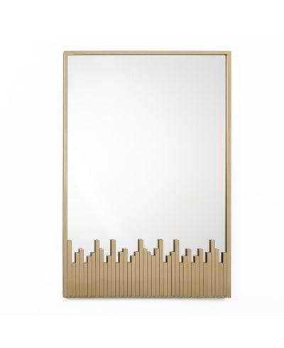 Прямоугольное настенное зеркало LuxenHome Cityscape Gold Metal Frame