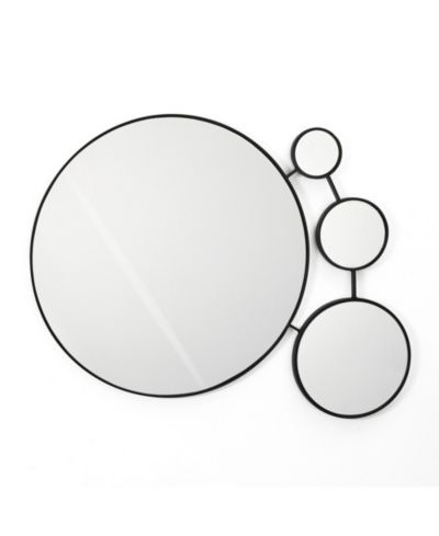 LuxenHome круглое настенное зеркало Black Metal Frame Circles