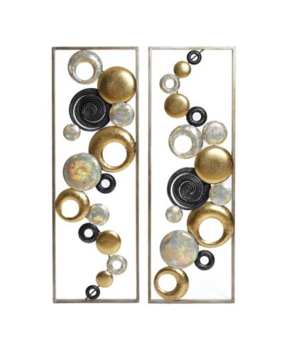 Набор из 2 декоративных металлических панелей LuxenHome Modern Multi-Color Abstract Wall Art
