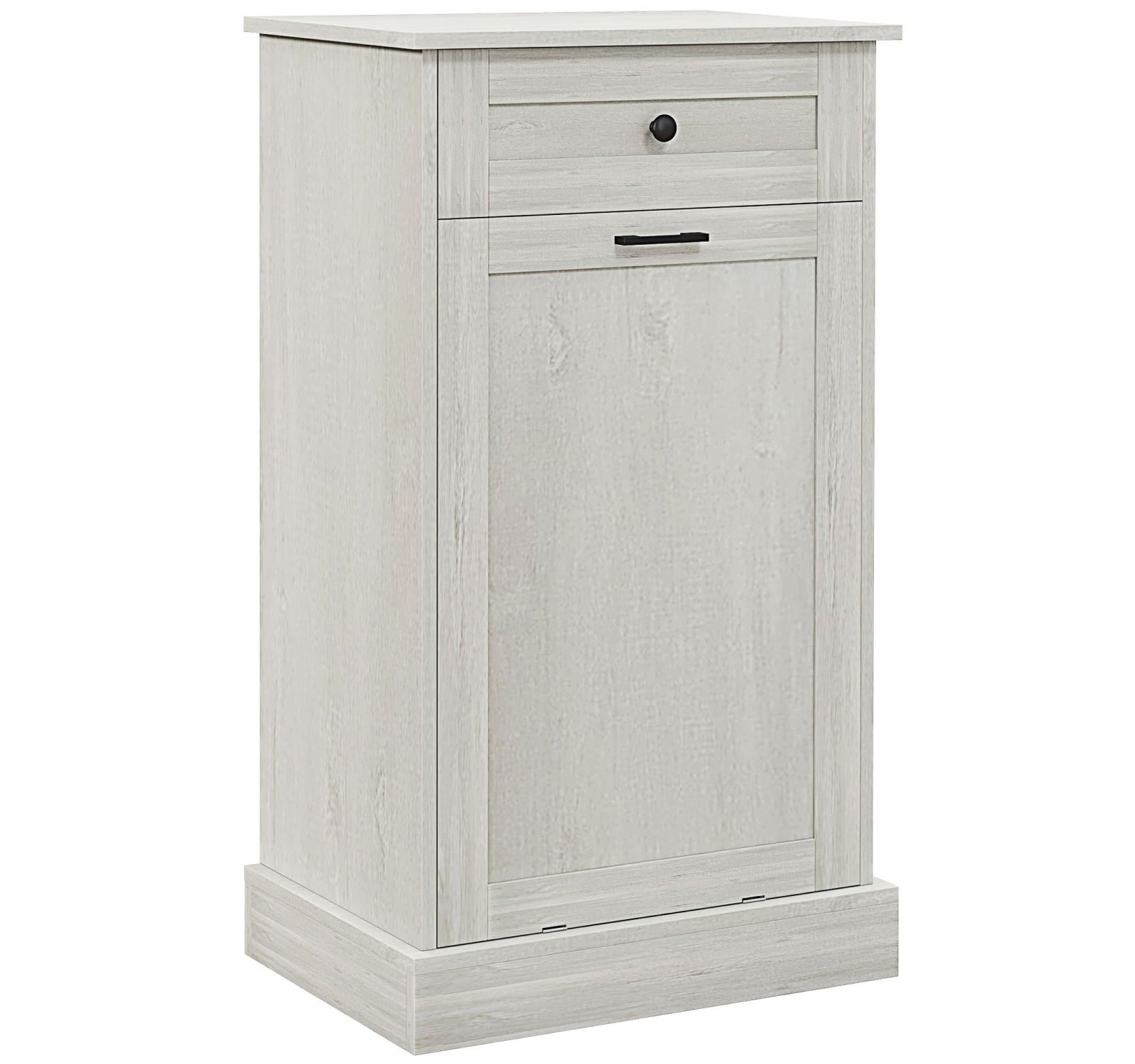 Kitchen Tilt Out Trash Bin Cabinet Free Standing Recycling Cabinet Trash Can Holder With Drawer, Light Gray