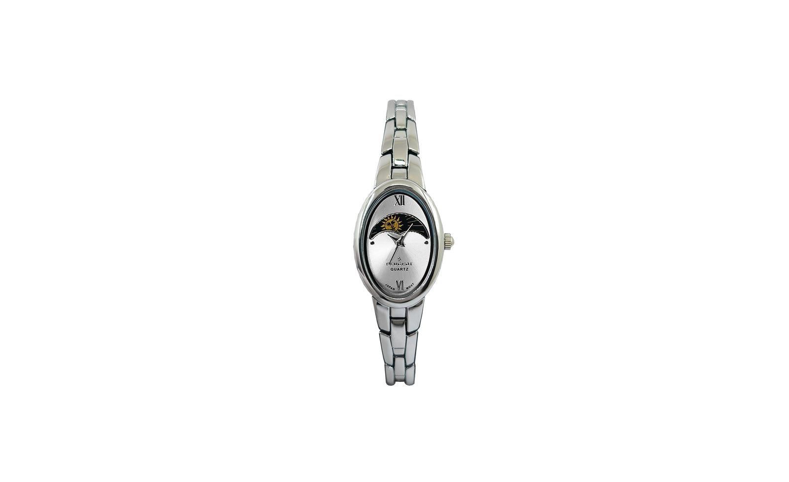 Peugeot Women's Silver 30x25mm Sun Moon Dial Link Bracelet Watch