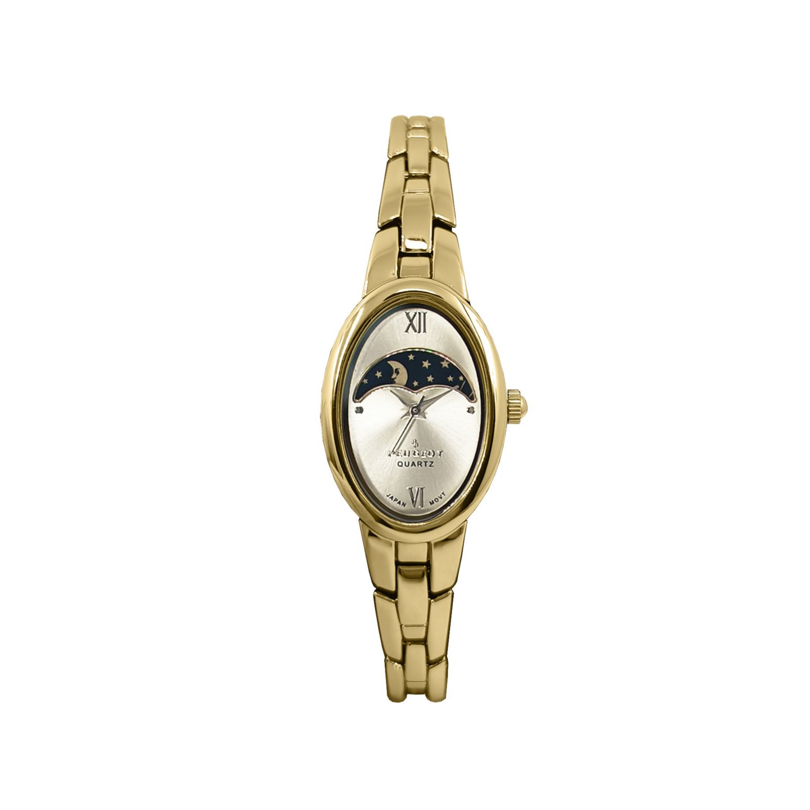 Женские часы Peugeot Gold 30x25mm Sun Moon Dial Link Bracelet