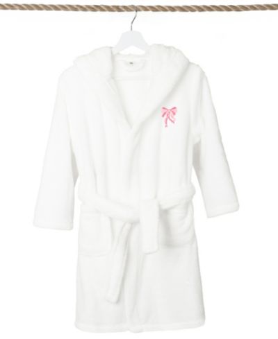 Linum Home Kids Bow Super Plush Double Brushed Hooded Bathrobe