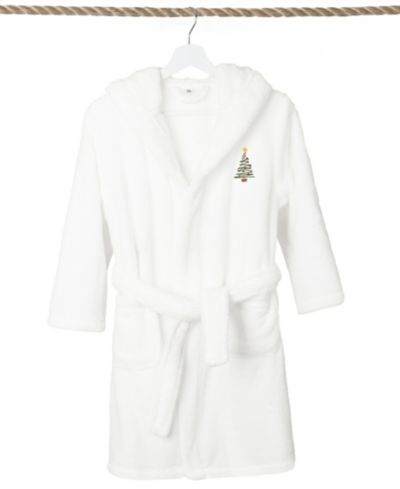 Linum Home Christmas Tree Kids Super Plush Double Brushed Hooded Bathrobe