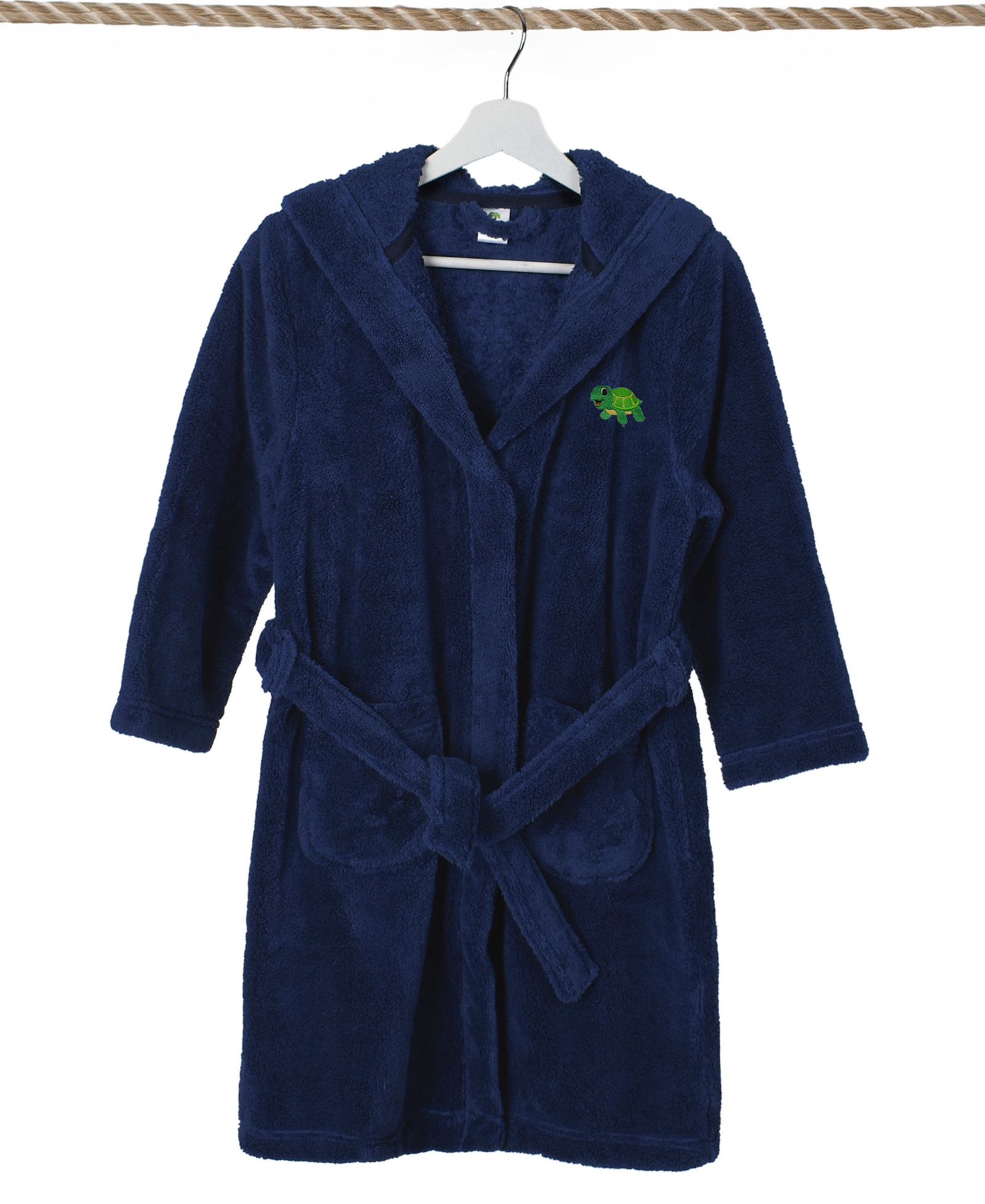 Linum Home Kids Turtle Super Plush Double Brushed Hooded Bathrobes