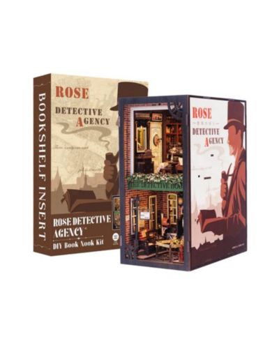 Cutebee DIY Book Nook Kit with LED Light Dust Cover Bookshelf DIY Miniature Kit Booknook Bookend Stand Bookcase Decor Alley (Rose Detective Agency
