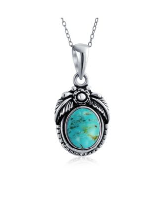 Подвеска-кулон Bling Jewelry Southwest Natural Stone Oval Leaf Feather из стерлингового серебра.925