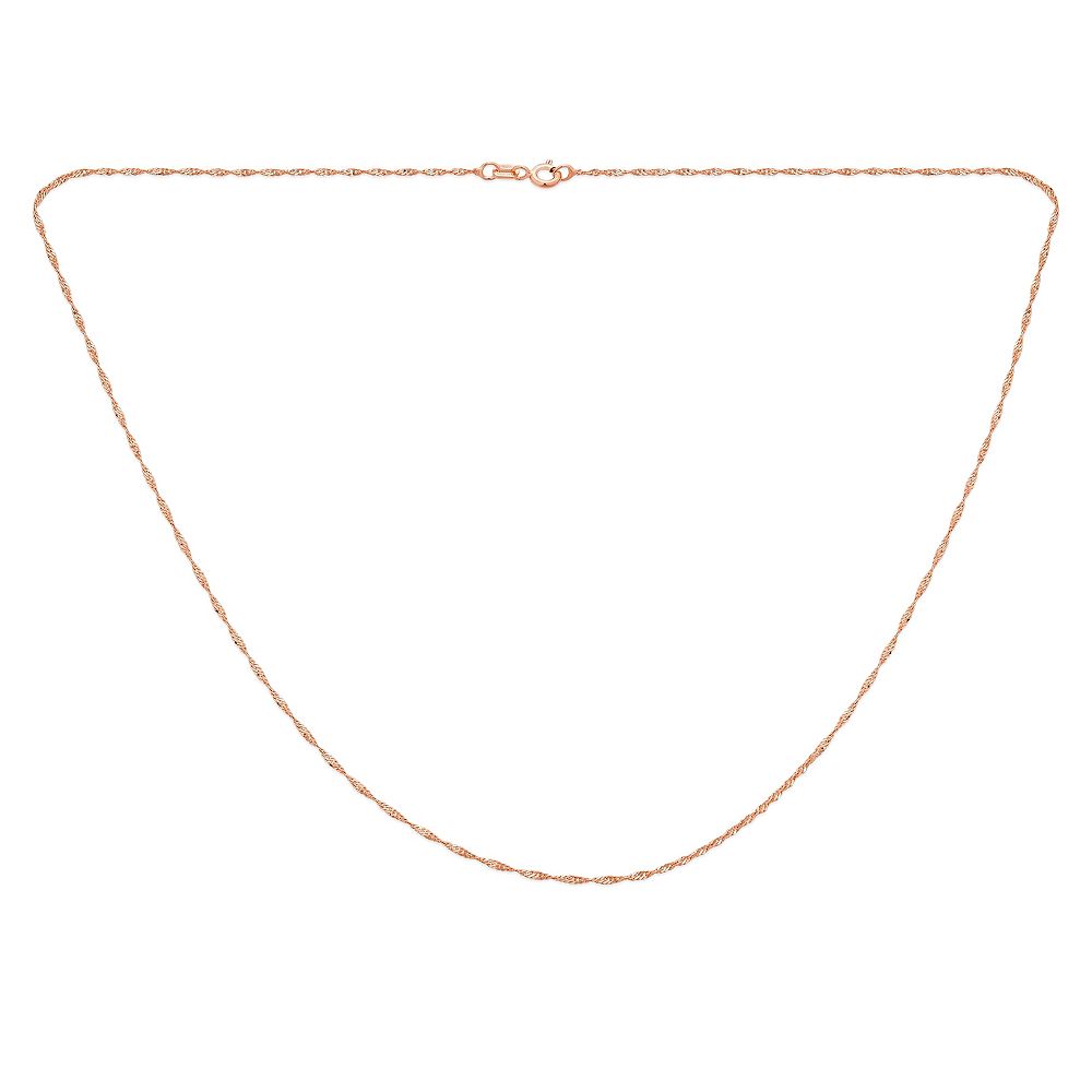Тонкая цепочка Bling Jewelry 1.5MM Singapore Twisted Rope из розового позолоченного серебра