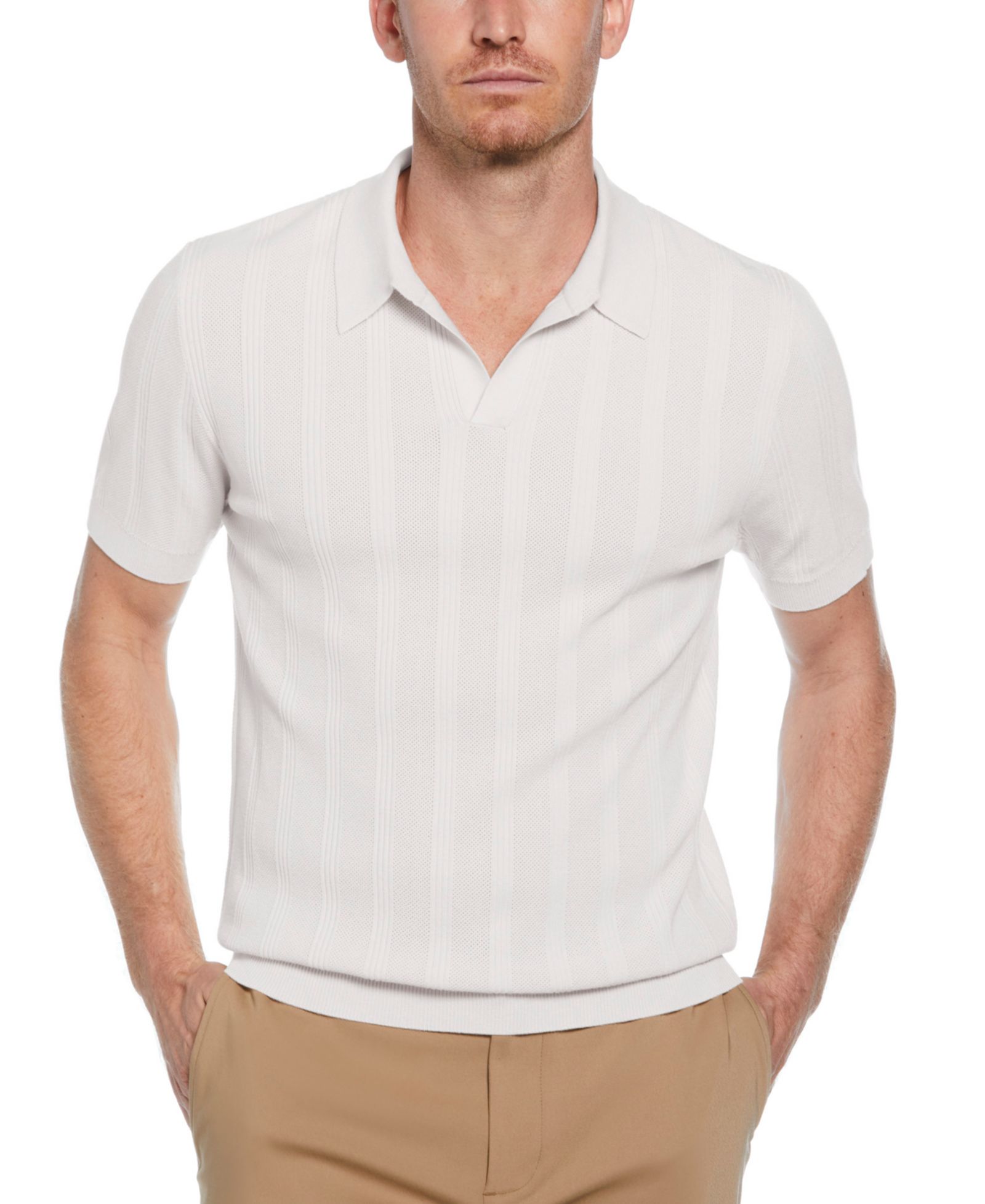 Perry Ellis Men's Johnny Collar Stripe Polo Sweater