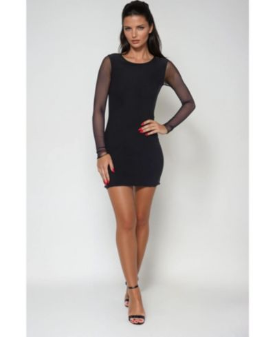 Женское платье-футболка Bebe Women's PowerMesh Long Sleeve T-shirt Dress