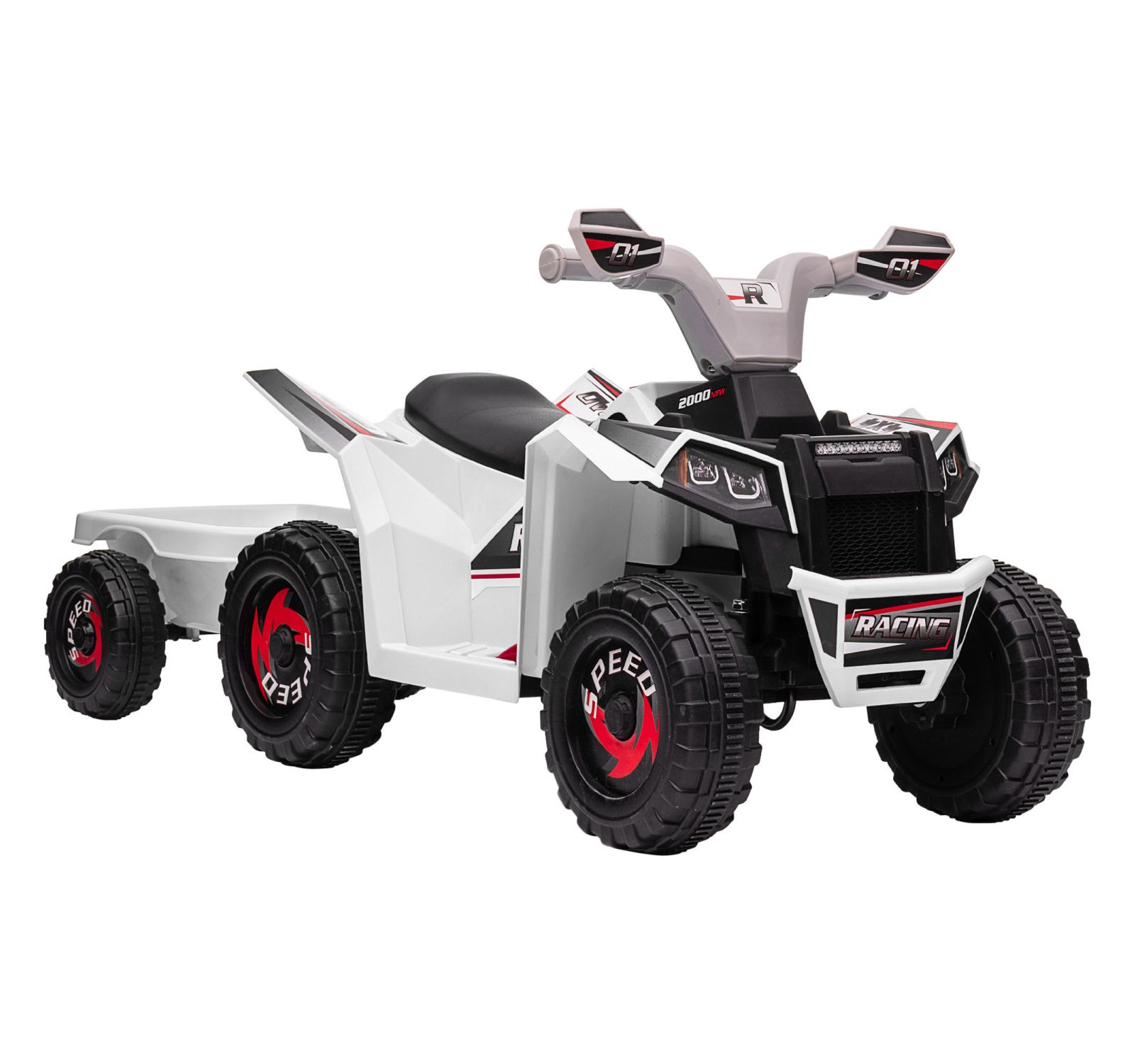 Электромобиль Simplie Fun Kids ATV Quad Car with Back Trailer 6V Electric White